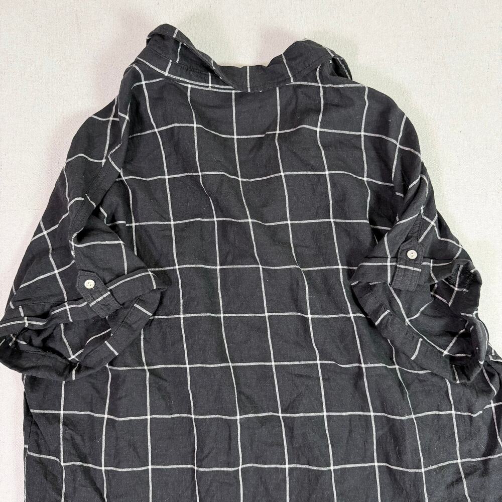Tahari Linen Blend Popover Tunic Women's 2X Black Windowpane Oversized Shirt - Picture 9 of 11